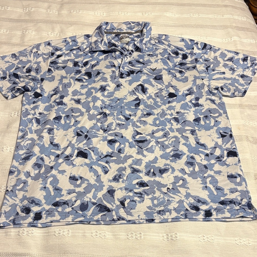 Callaway Men's Blue and Gray Patterned Shirt